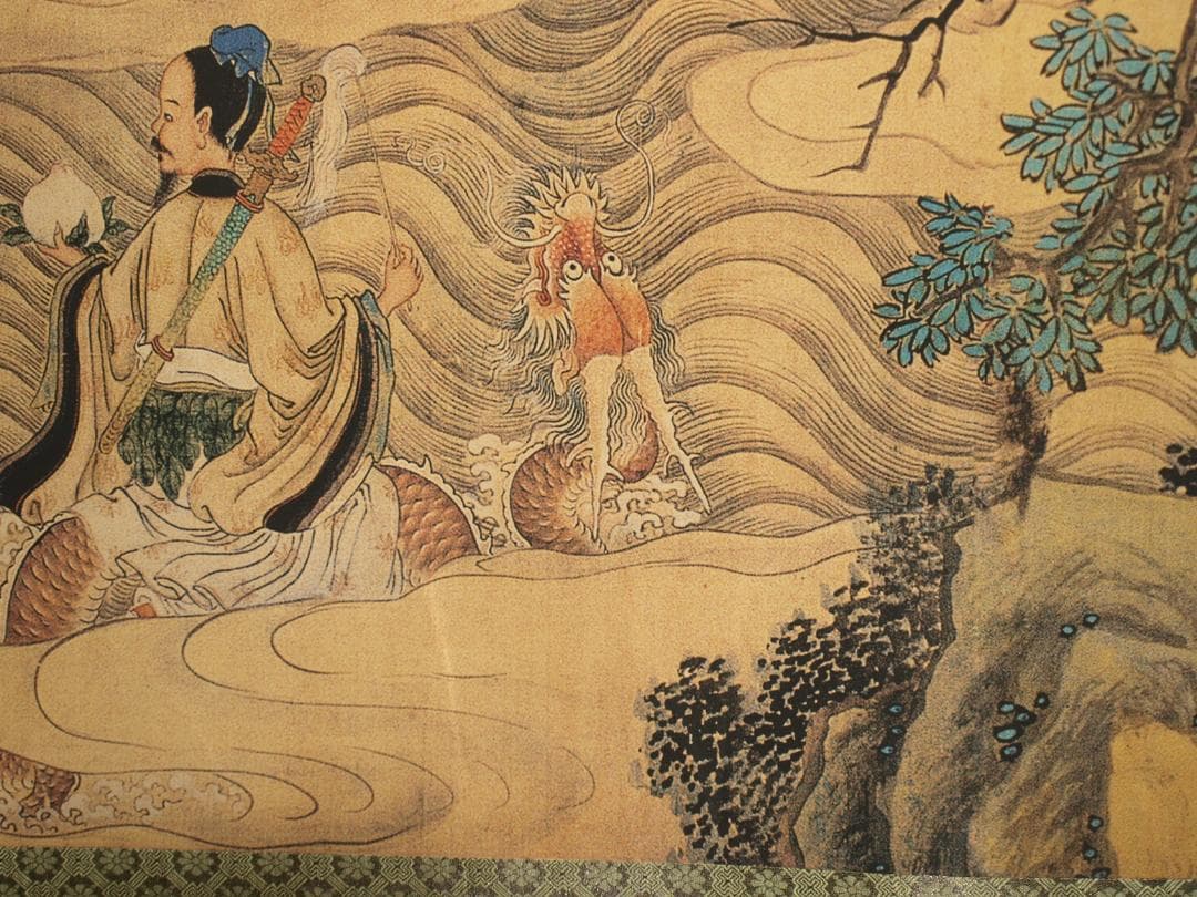 中国清時代 任熊作 群仙祝夀图人物掛け軸骨董品 捲り