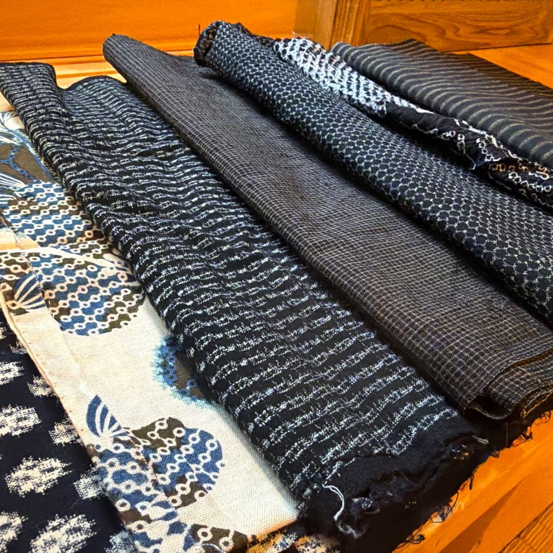 31 雪ん子 絣 縞 型染め 藍染め 木綿 古布 リメイク パッチワーク 時代