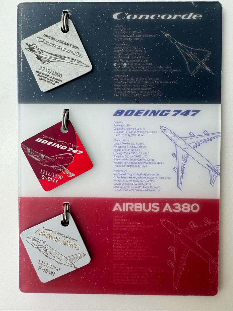 Airlinertags クラシックセット B747 A380 コンコルド Aircrafttag - original aircraft skin