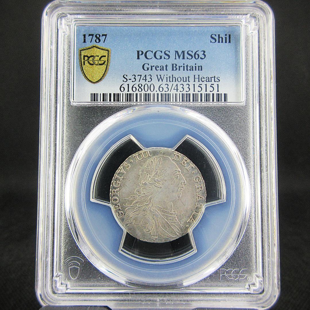1787 イギリス シリング銀貨 ジョージ3世 PCGS アンティーク コイン