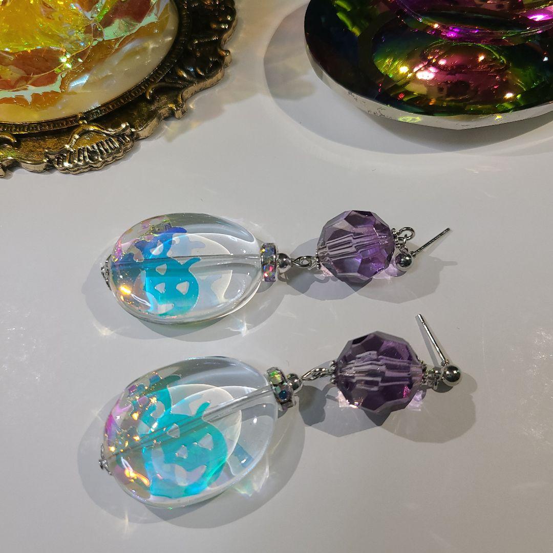 バラのマスクチャーム ピアス イヤリング ハンドメイド