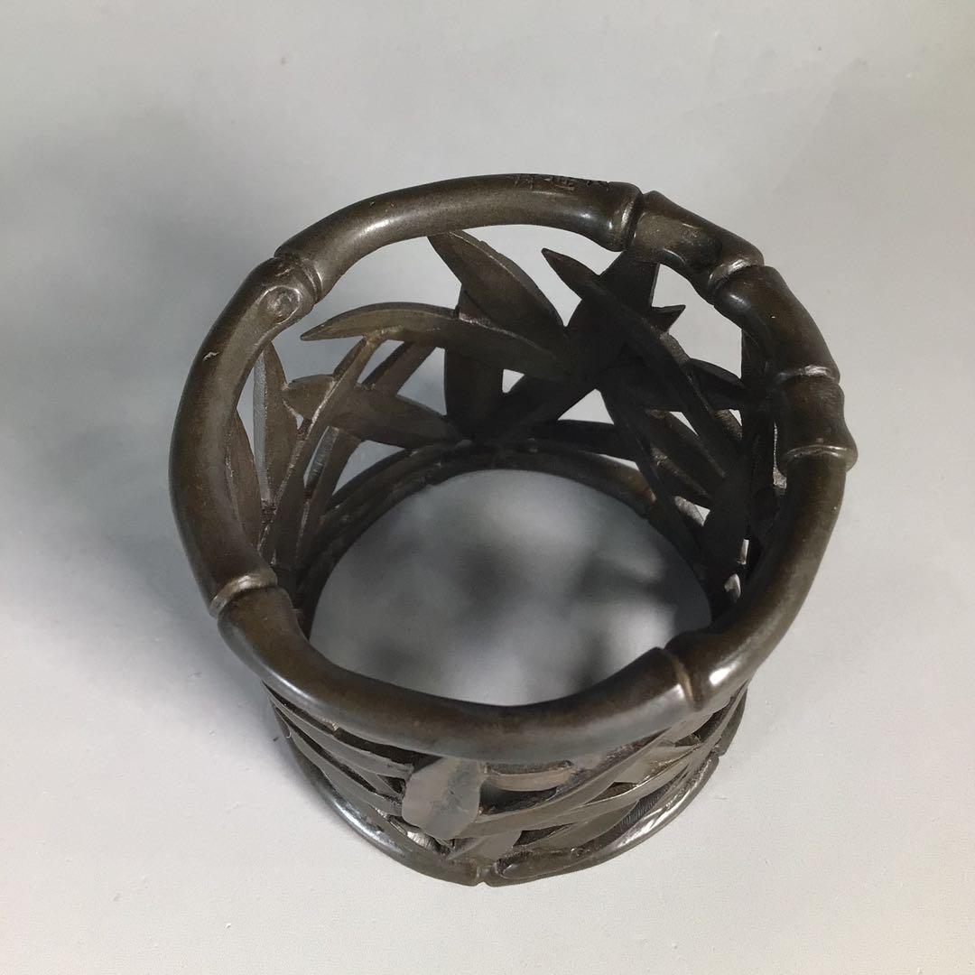 N254 蓋置 『金谷五良三郎造』『砂張銅』『笹蓋置』 共箱 茶道具