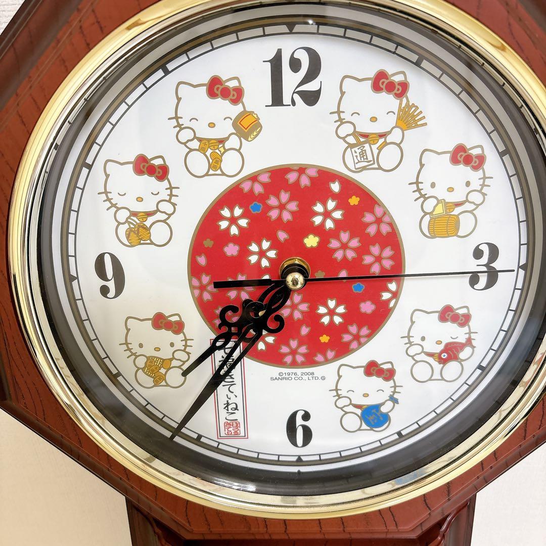 希少！七福きてぃねこ 壁掛け時計 振り子時計 ハローキティ - メルカリ