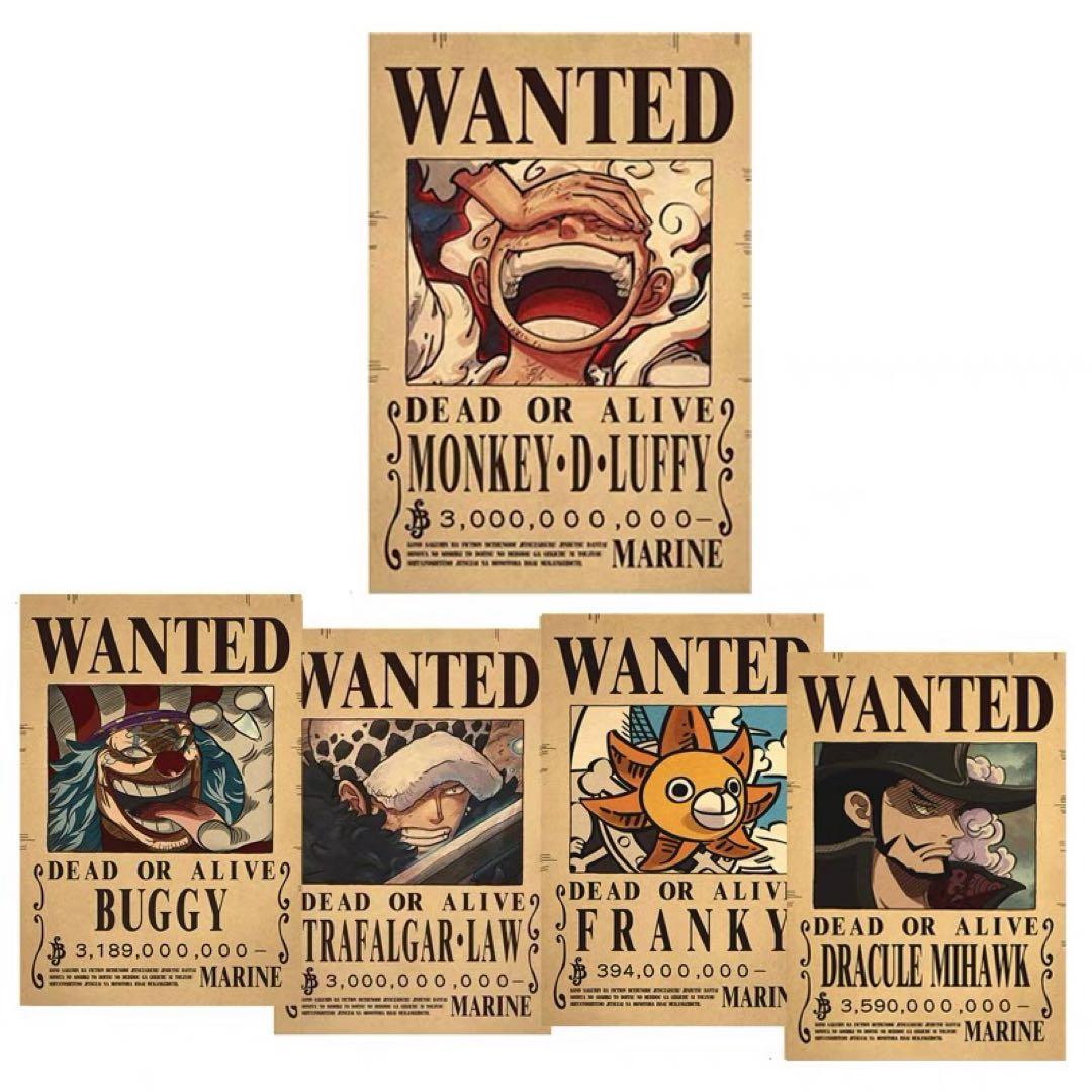 ONEPIECE ワンピース 手配書 ポスター 5枚セット ルフィ バギー ロー