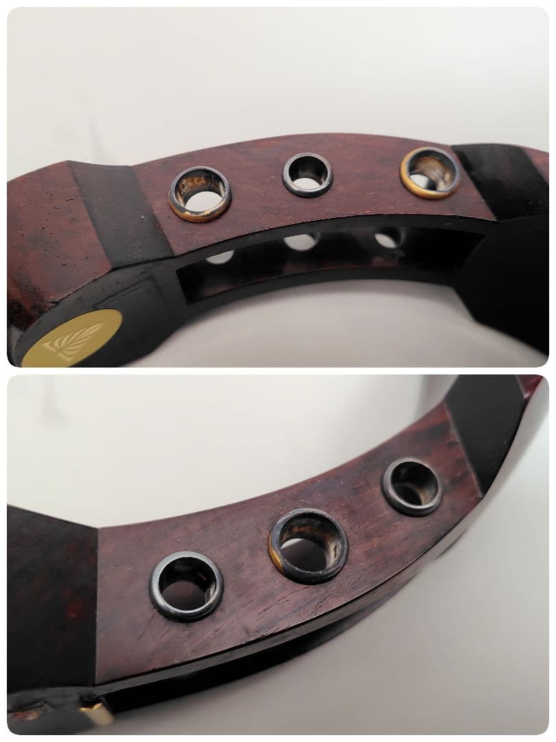 C059 【中古】三味線（子持ち綾杉／金細／二本溝）ケース・付属あり