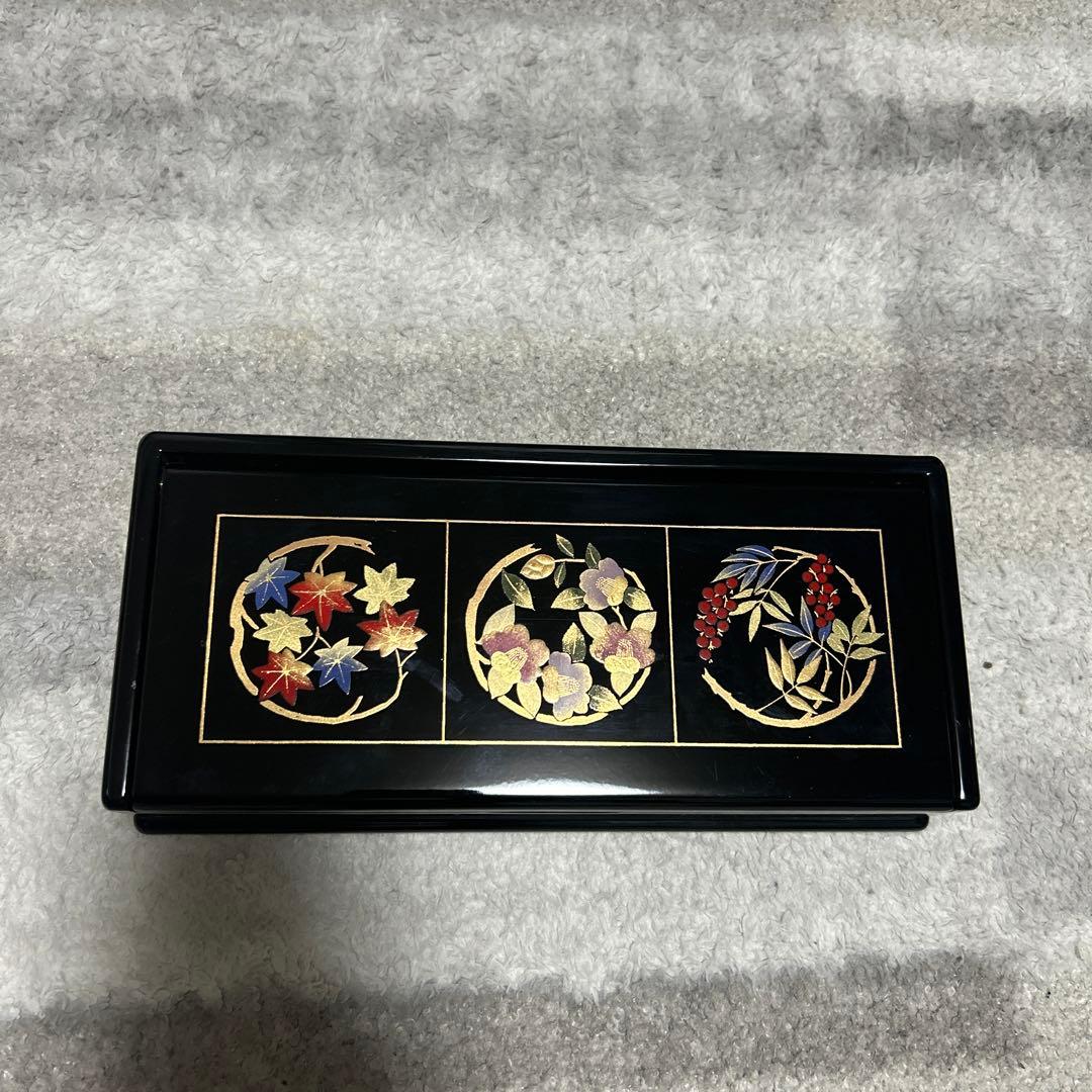 漆器の花模様の箱 送料無料】文箱/会津塗り/和風/会津漆器/花柄/文庫箱/書道/漆塗/うるし