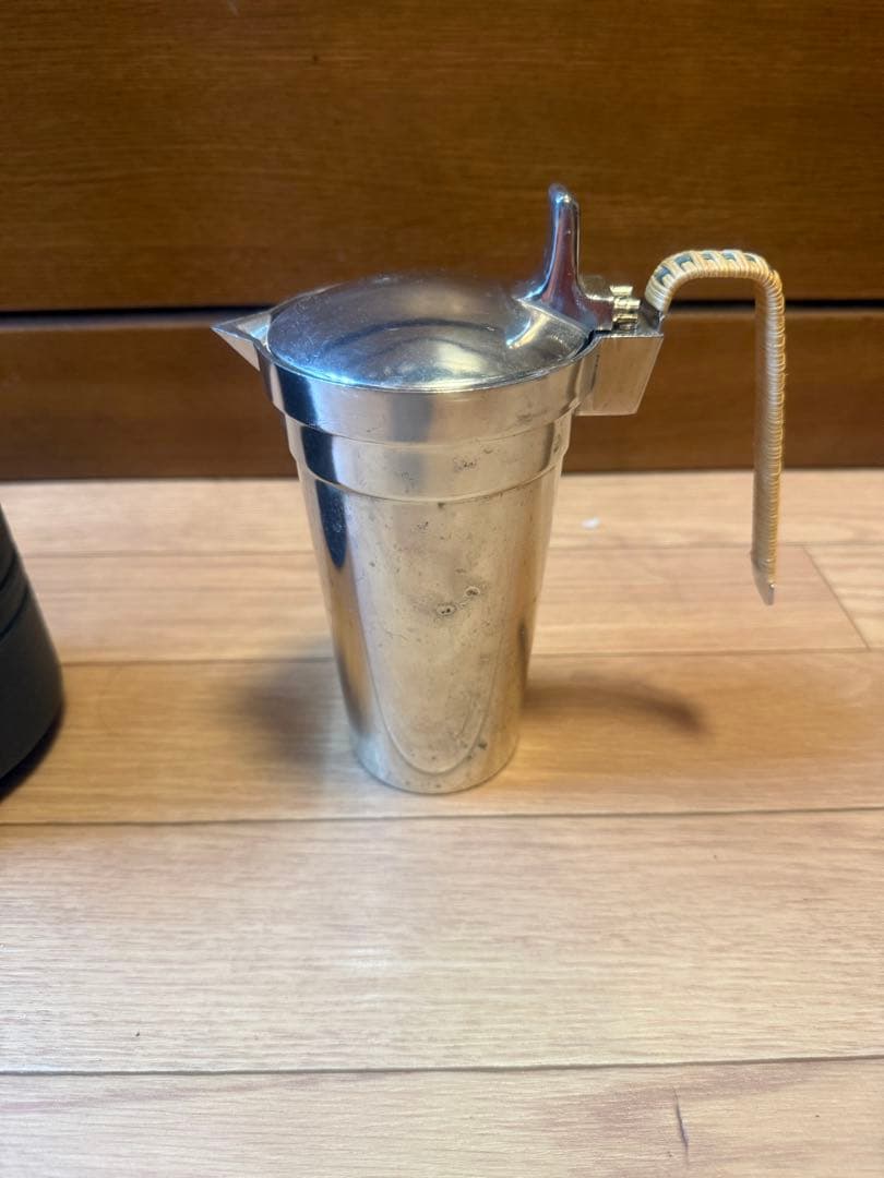 能作製フタ付純錫ちろり+美濃焼陶器+天然木枠 3点セット - メルカリ