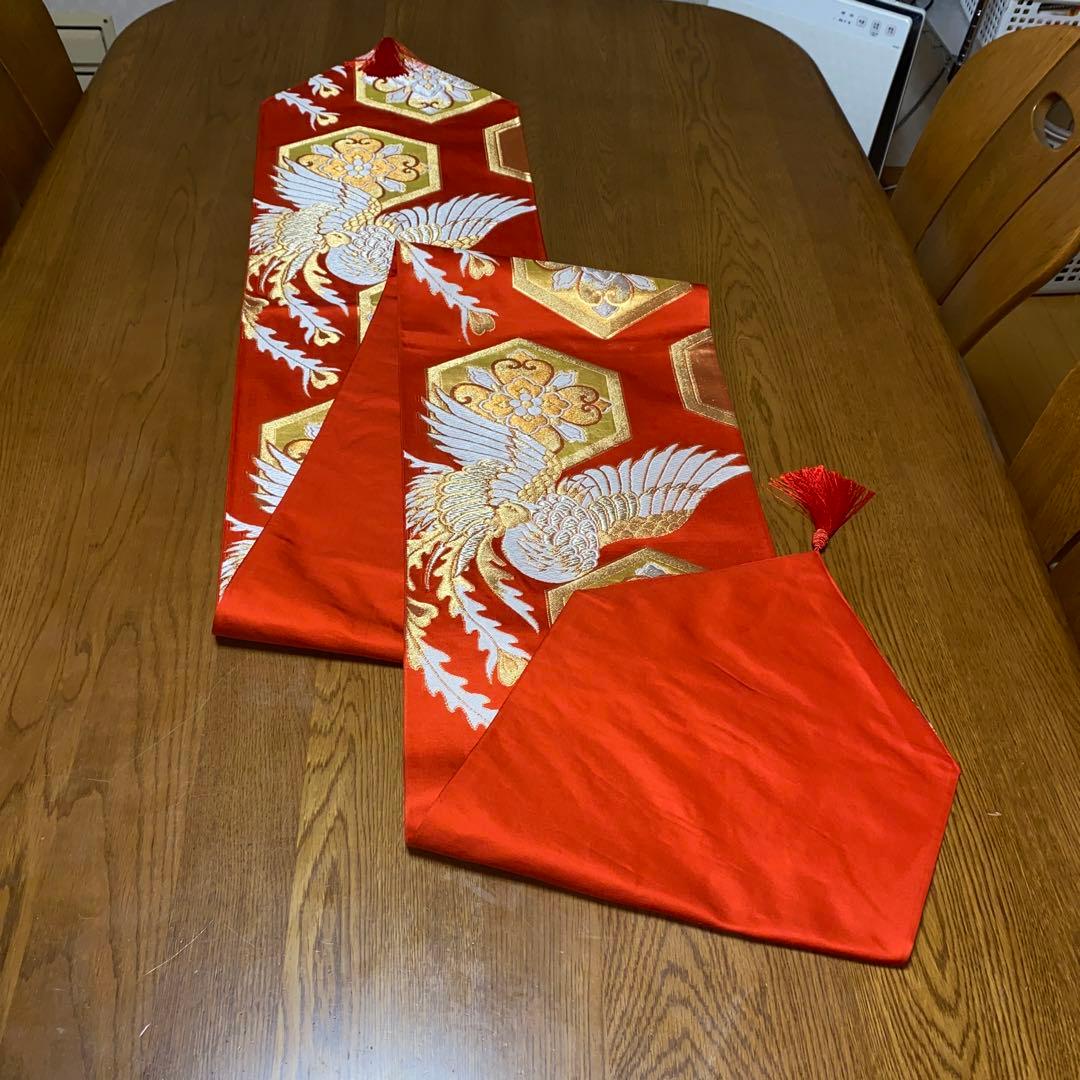 テーブルランナー 吉祥鳳凰 帯リメイク - メルカリ