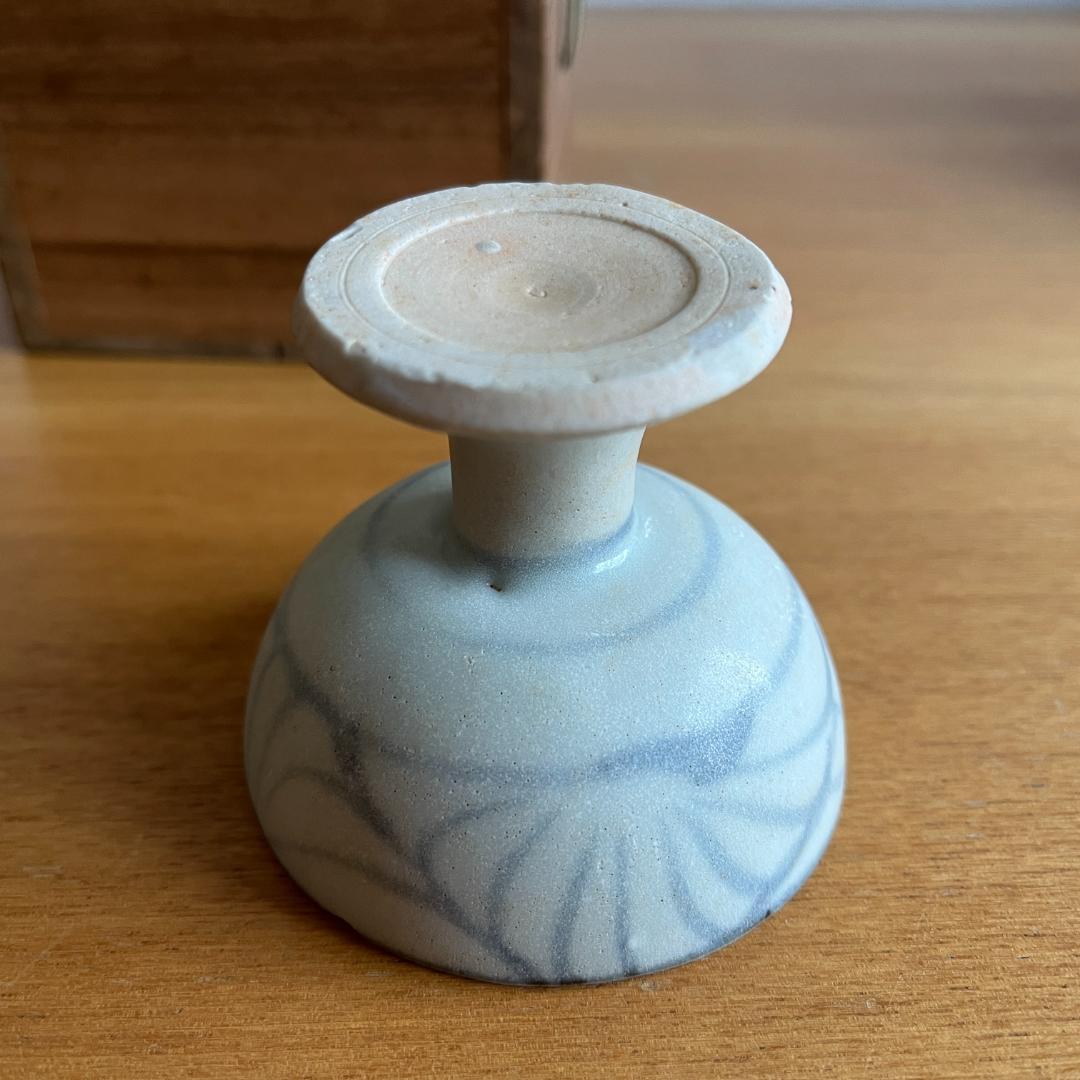 李朝後期 朝鮮白磁 青花染付 高杯 高足盃 酒器 茶道具 - メルカリ