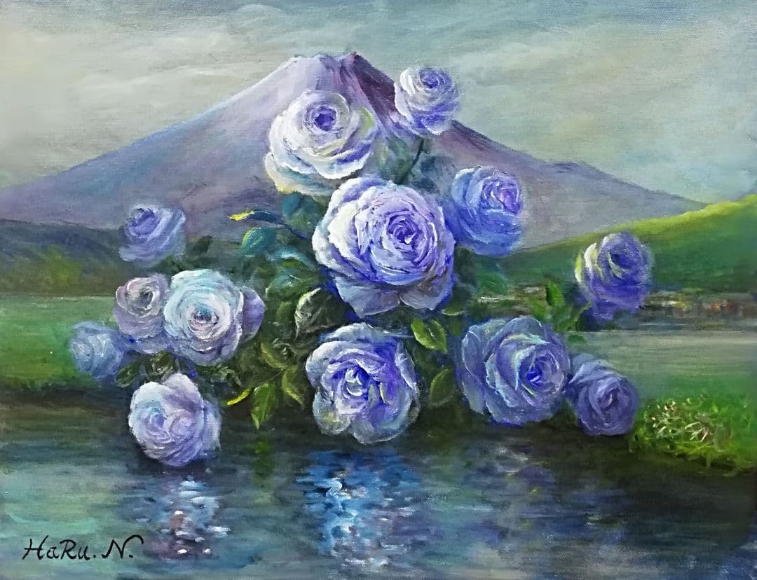 画家 haru 薔薇 と 富士山 真作 原画 一点物 油彩画 F6号 。 山本彪一 「 薔薇 」 油絵 ・ 油彩画 F4 ( 4号 ) 絵画 洋画 肉筆
