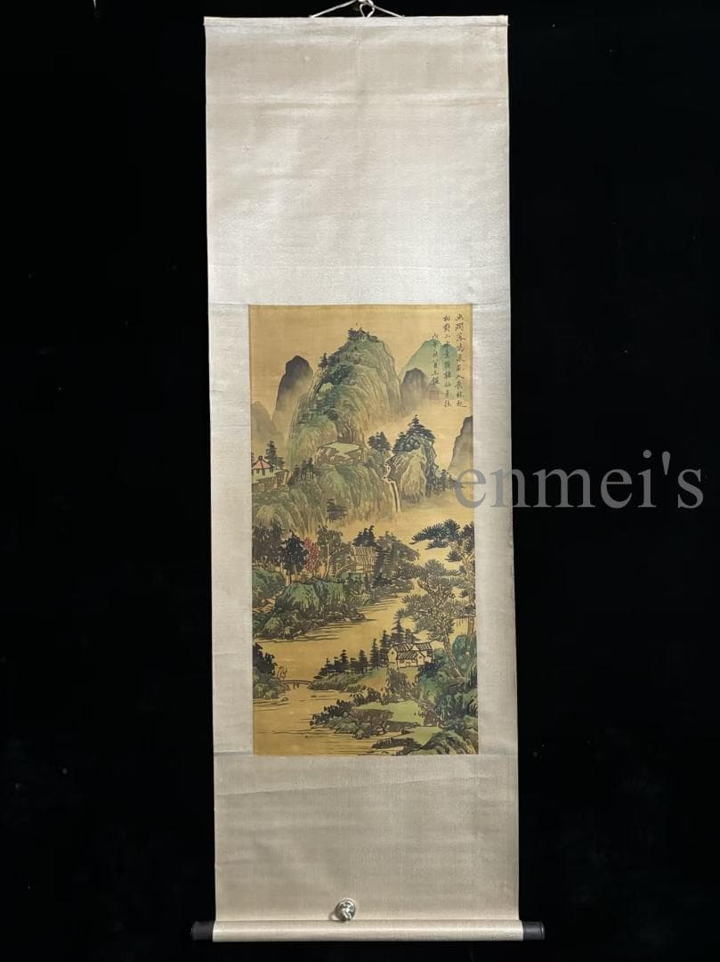 中国古美術 近時代 王鑑 水墨画 山水風景 巻物三尺 絹本 掛け軸 唐物 肉筆 山水画 清 呉派 浙派の掛け軸 絵画 買取実績多数あり│美術品買取り