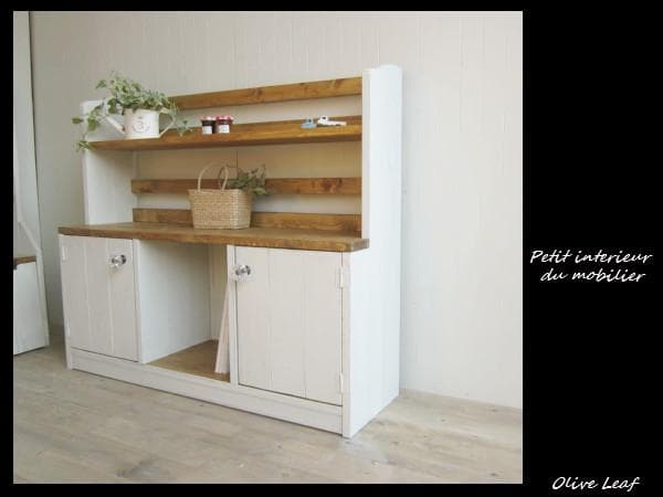 サイズオーダー可！●２扉ローキャビネット●無垢材シャビーホワイト●受注製作 XANDER DESIGNS JULIE 2DOOR LOW CABINET WHITE OAK / サンダー