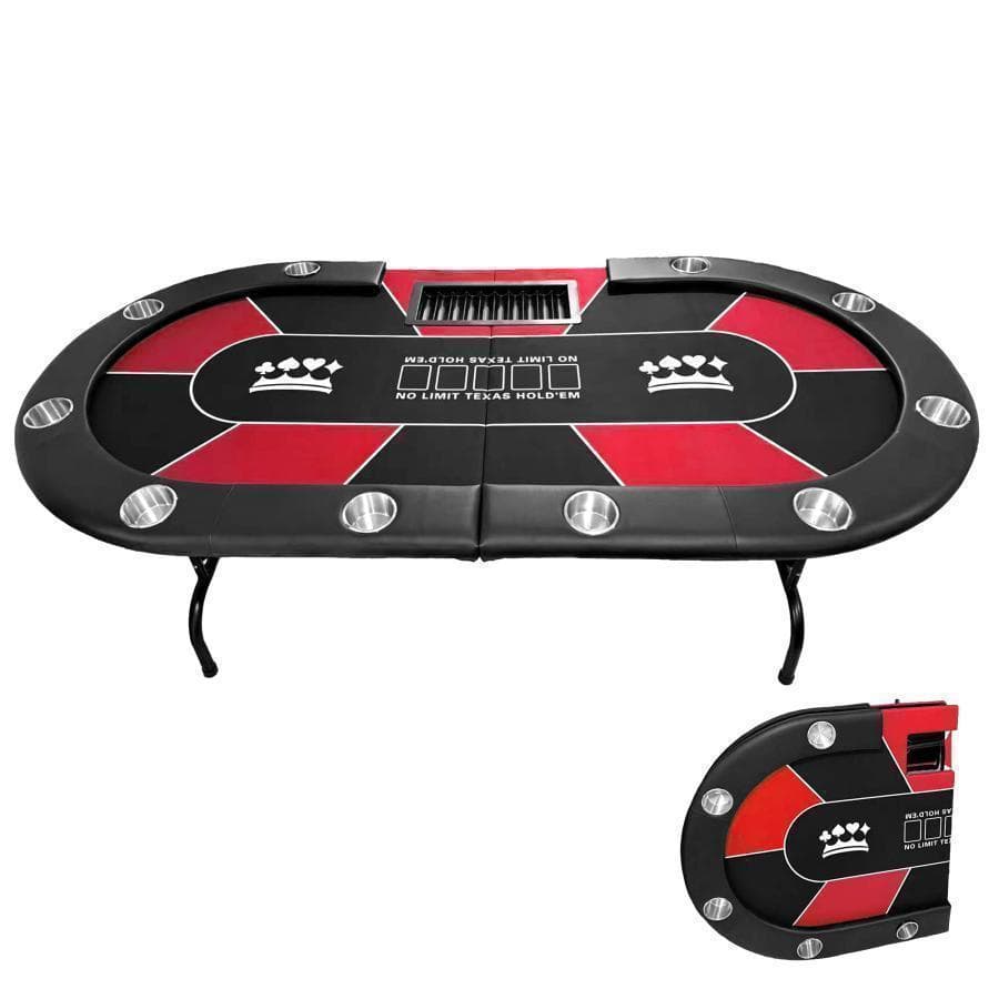2654新品*ポーカーテーブル10人対応カジノ チップラック ドリンクホルダー赤 P2倍!】 TiltPlay ポーカーテーブル 折りたたみ 10人対応 家庭用 業務