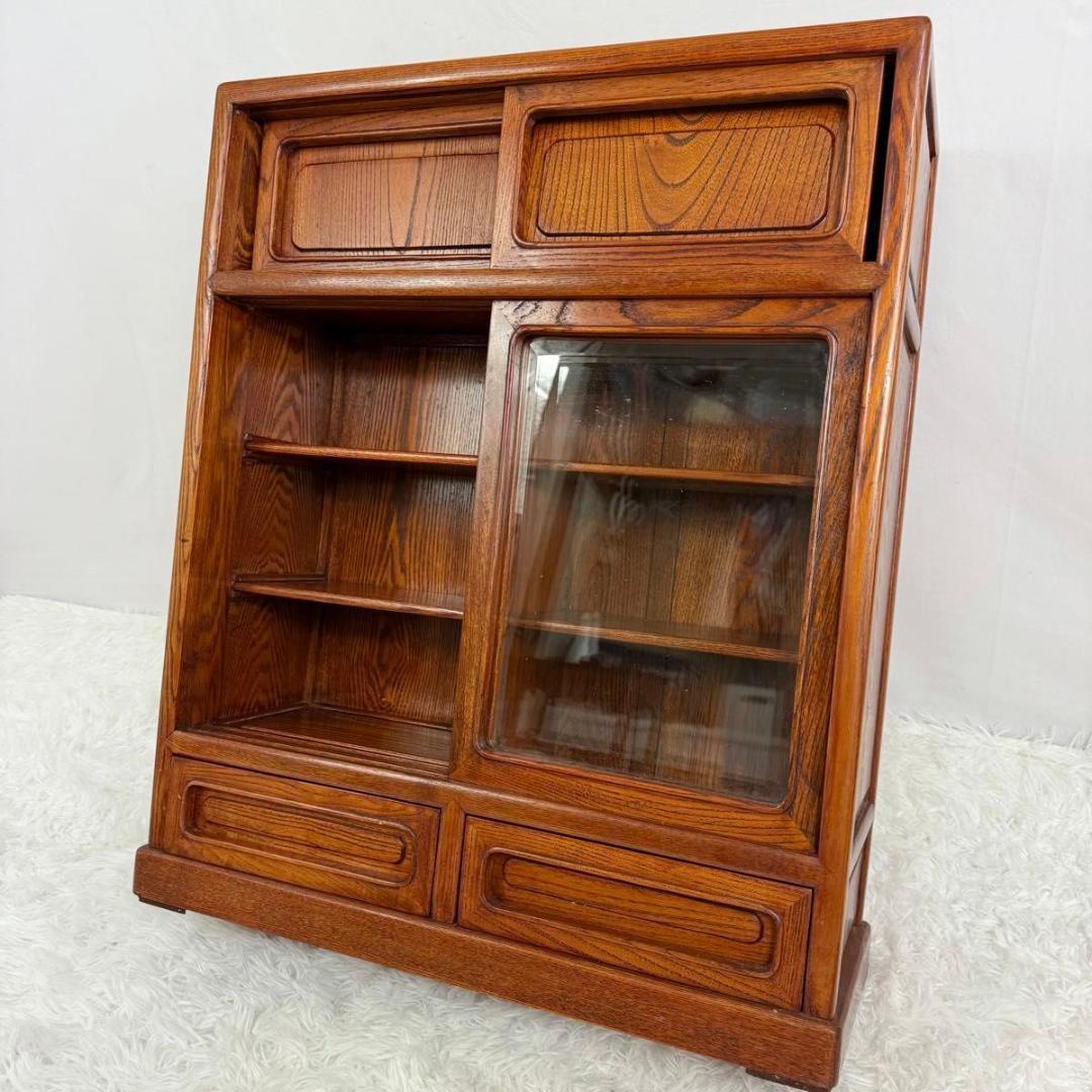 高級】茶箪笥 欅 昭和レトロ 茶棚 和家具 収納家具 飾り棚 822-6