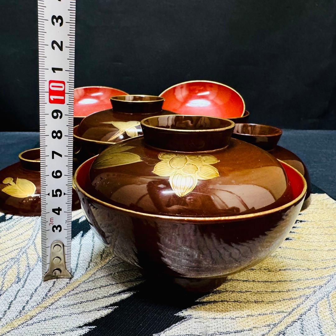 漆器 輪島塗 蒔絵 沈金木製 蓋付椀 お煮物椀 吸物椀 5客 骨董品 - メルカリ