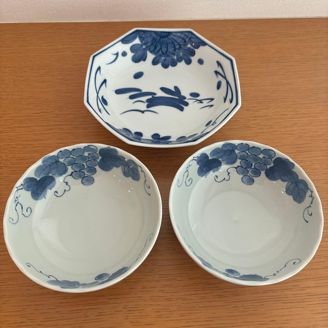 美濃焼 前畑陶器 庫山窯 八角皿 盛り皿 有田焼 小里窯 ぶどう柄 盛り皿