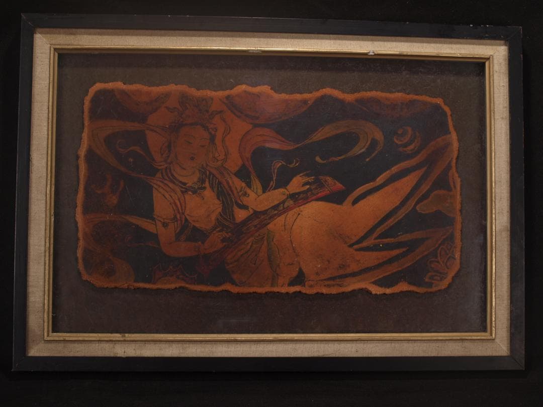 中国唐時代 敦煌莫高窟壁画 彩絵 人物像 発掘品 AK1948A8-5 - メルカリ