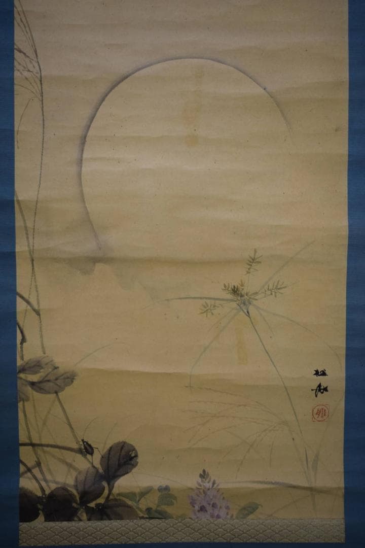 真作/羽田桂舟/秋月葛花図/桐共箱付/布袋屋掛軸HH-306 真作/羽田桂舟/秋月葛花図/桐共箱付/布袋屋掛軸HH-