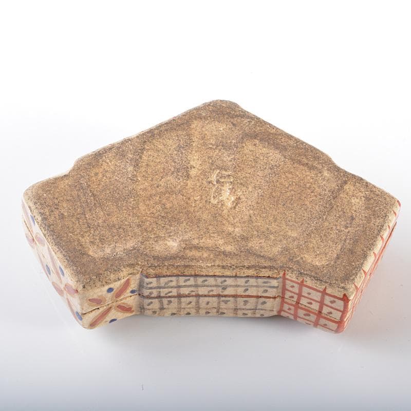 Gojyo様専用 野々村仁清作 色絵格子文扇形香合 時代箱二重箱 V R6219