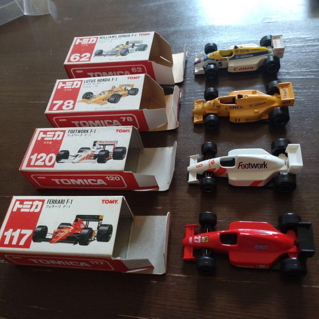 トミカ F1 4台 (ウィリアムズ、ロータス、フェラーリ、フットワーク)未
