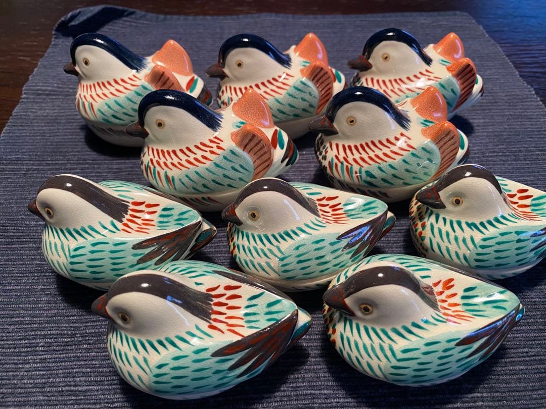 珍味入れ 仁清おしどり オス5客メス5客ペア珍味入れ合計10客(香合) 京