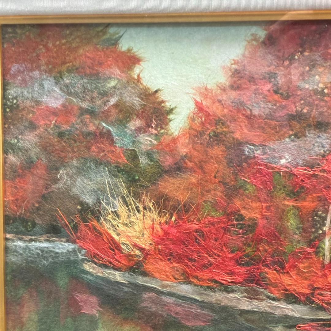 ちぎり絵 秋たけなわ 紅葉の湖畔 額入り 570×480mm - メルカリ