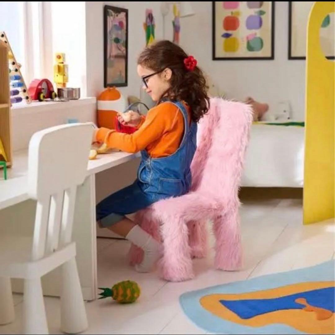 GREJSIMOJS 子供用チェアカバー フェイクファー ピンク グレイシモイス
