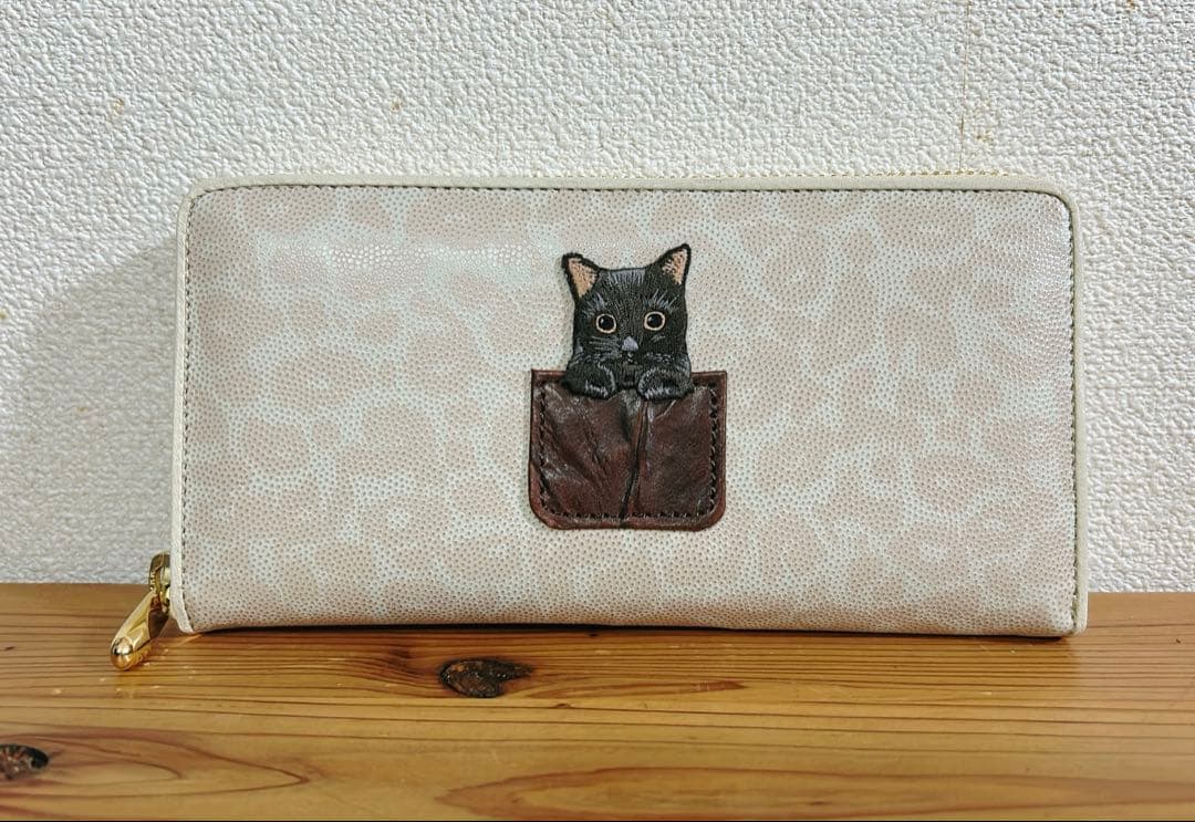 財布職人さん手造り 本格革財布 オリジナル 黒猫