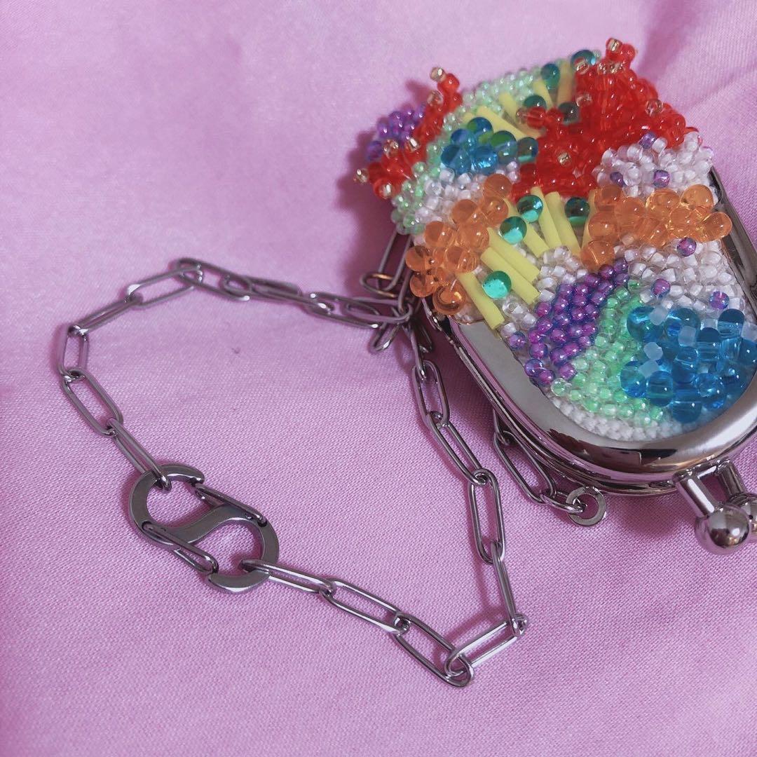 ハンドメイド ビーズ ネックレス がま口 がま口ネックレス omamori