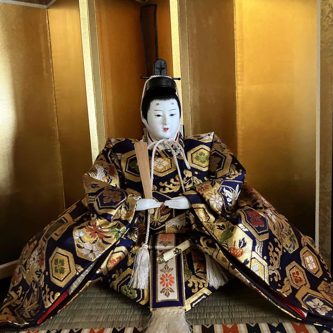 ①高級ひな人形 木製黒塗りひな壇 豪華七段飾り セット【①②③同時