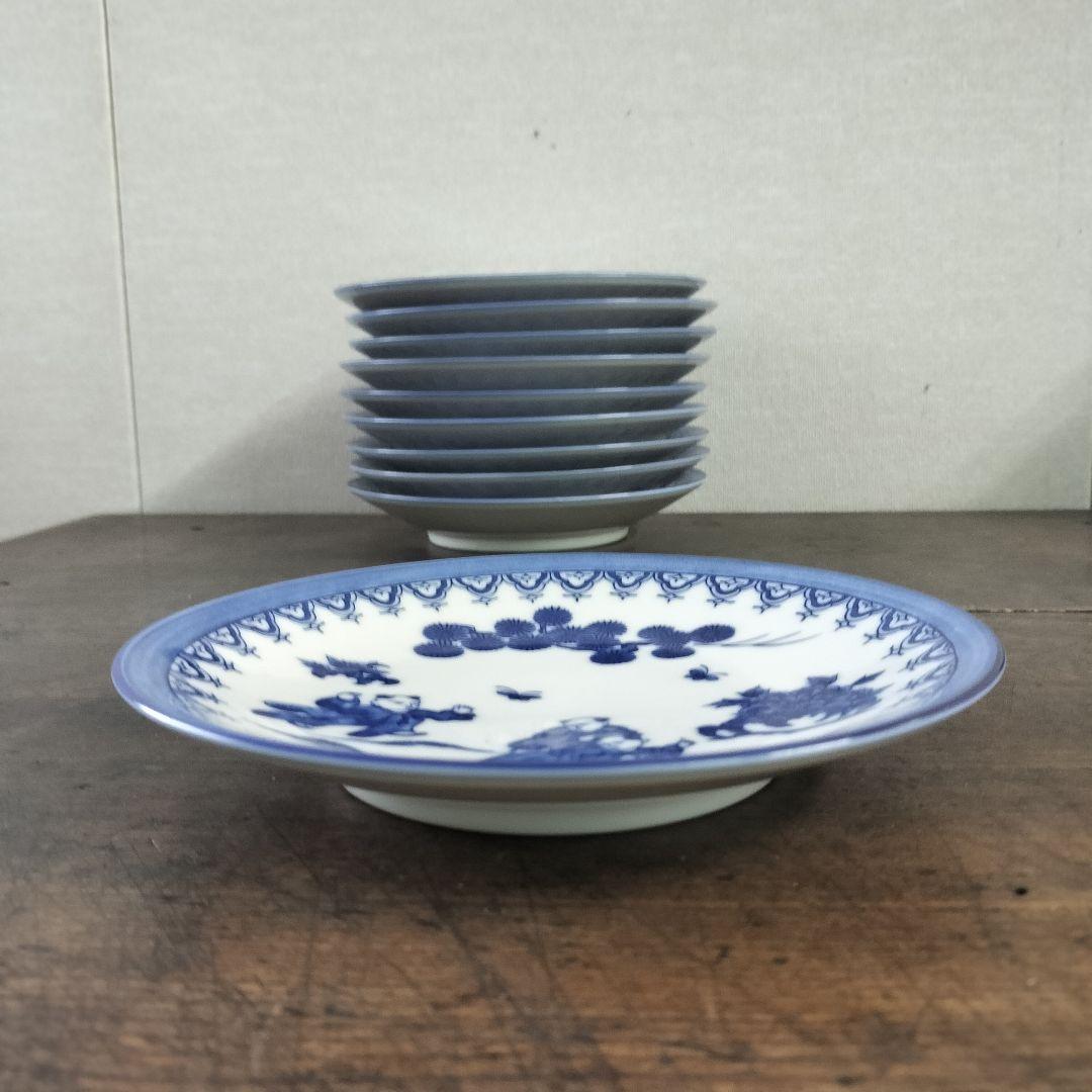 有田焼 鍋島華山 唐子絵柄 中皿10枚 昭和レトロ 和食器 割烹料理料亭