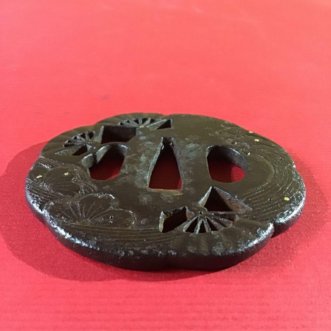 鐵地透かし 「桜扇流水図」 鍔 江戸時代保証 書鍔箱 - メルカリ