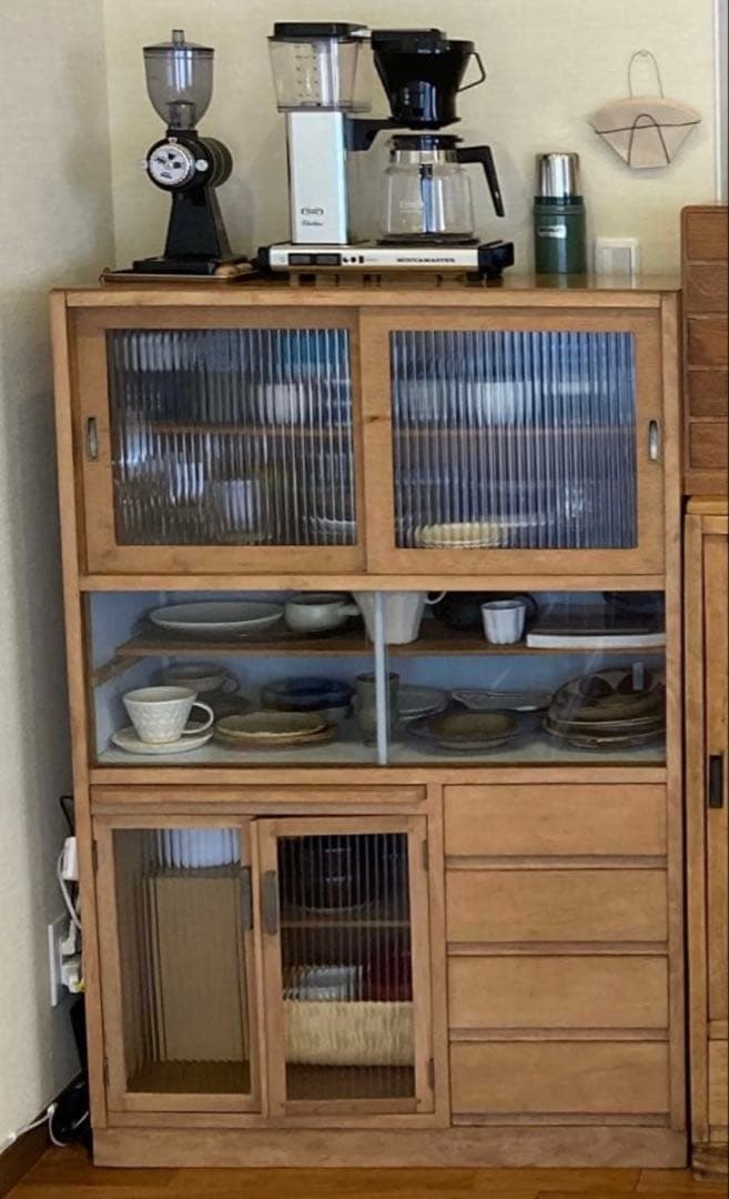 【送料込】古い木の食器棚　水屋　一点もの古家具 食器棚/水屋 - 古家具・古道具 アンティーク家具 kubu（クブ）