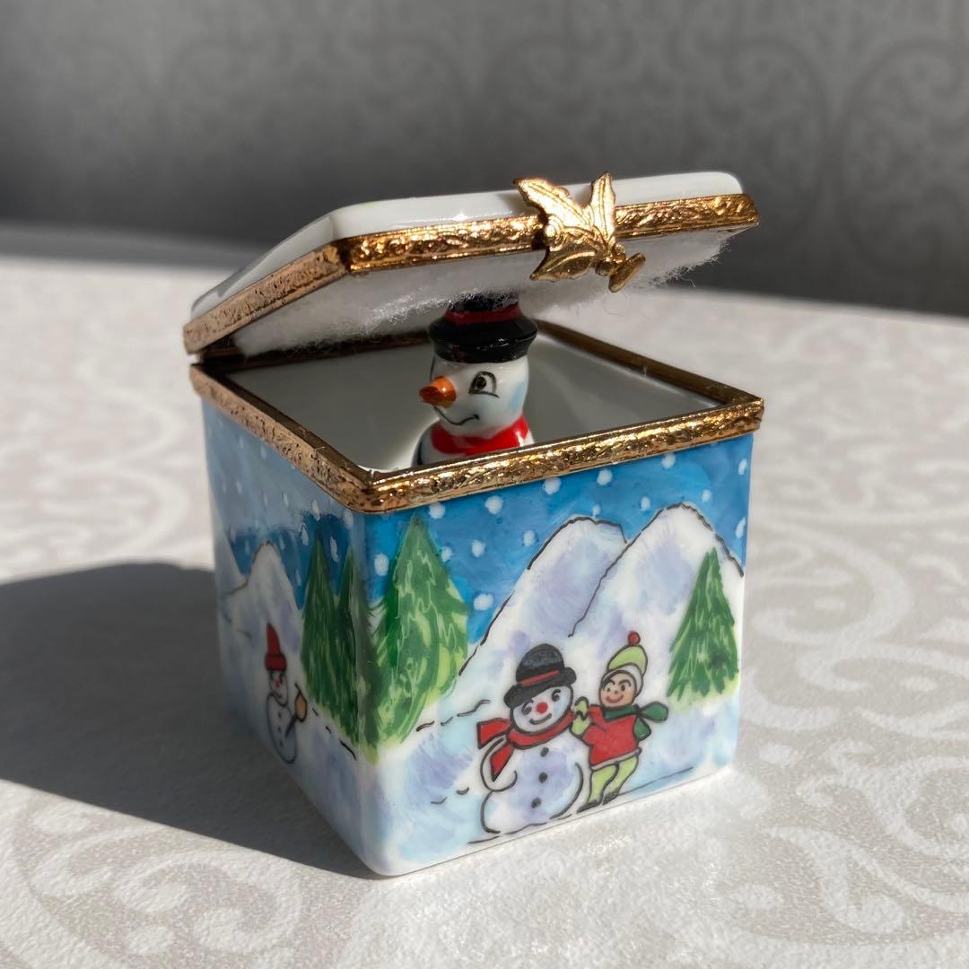 リモージュボックス　クリスマス　man 雪だるま 新品 未使用】ジュエリーボックス スノーマン クリスマス 可愛い