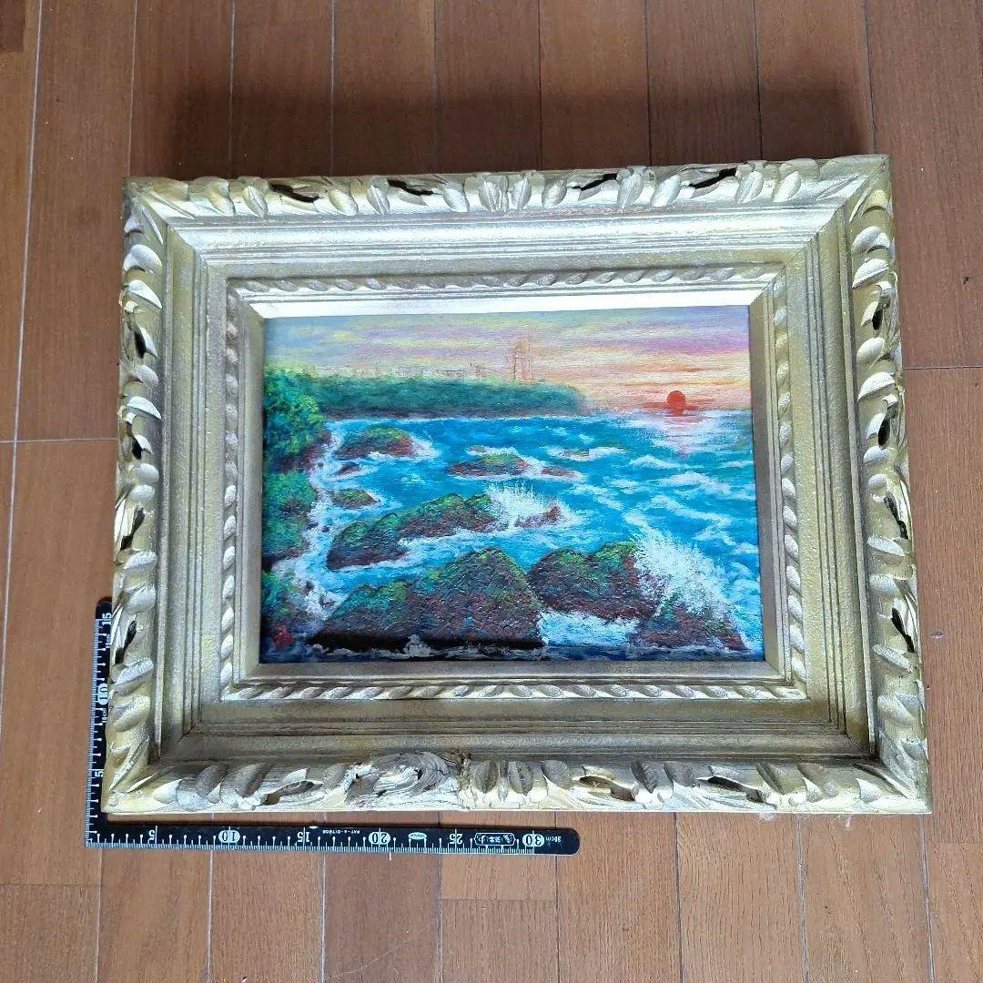 昭和59年制作　油絵　風景画　手作りの額縁付き 楽天市場】油彩画 F6号 猿渡一根 「晩秋 京都美山」 真筆 額入り 油絵