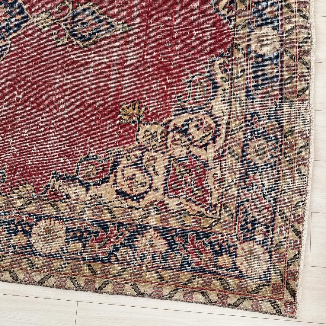 トルコ ヴィンテージラグ A123 超大判 ダークレッド ネイビー