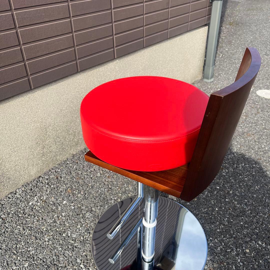 ☆ポルトローナフラウ☆ 赤 本革 スツール カウンターチェア
