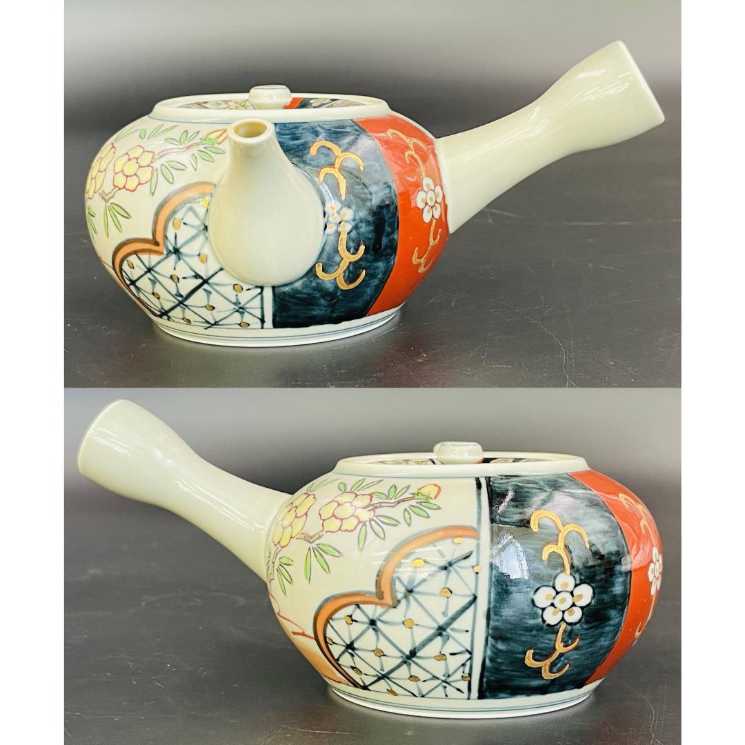 錦古伊万里 茶器揃 有田焼 林九郎作 急須 煎茶碗5客 未使用保管品
