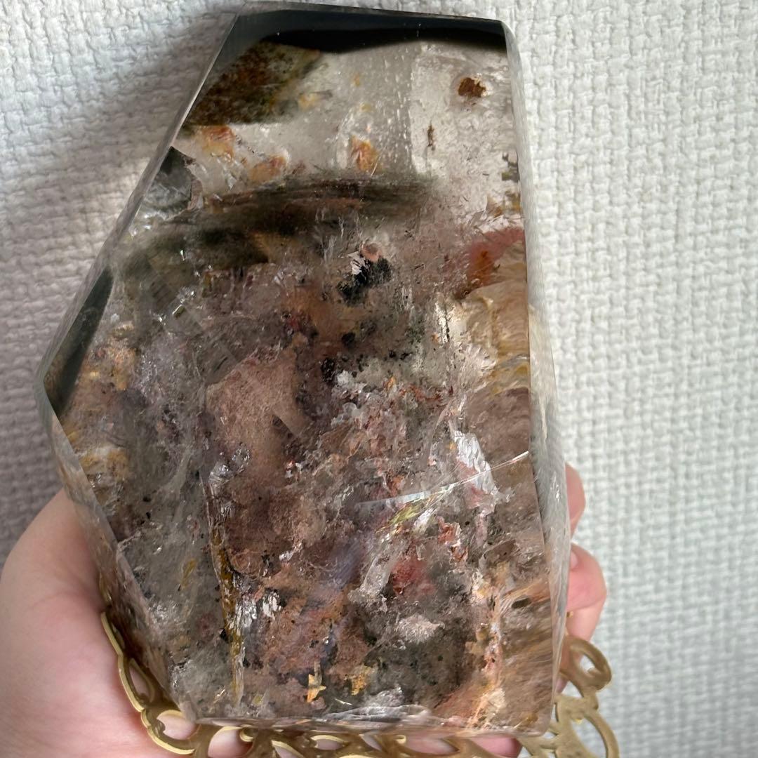 高品質 天然石 水入り流砂 四季ガーデンクォーツ原石置物900g 高品質 天然石 水入り流砂 四季ガーデンクォーツ原石置物900g 高品質
