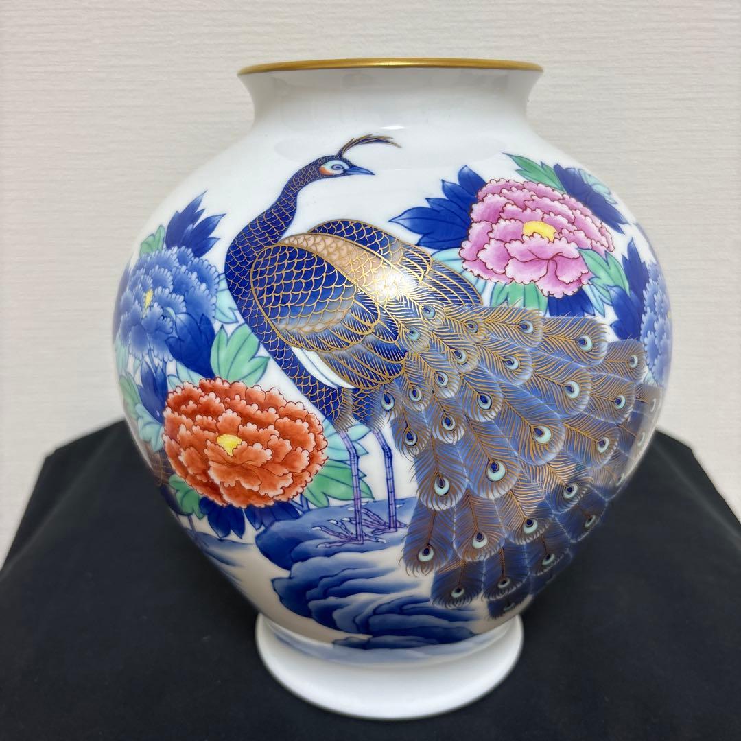 有田焼 香蘭社 色絵 染錦花鳥図 孔雀 牡丹 花瓶 花入 花器 花瓶2|有田焼の老舗-香蘭社オンラインショップ