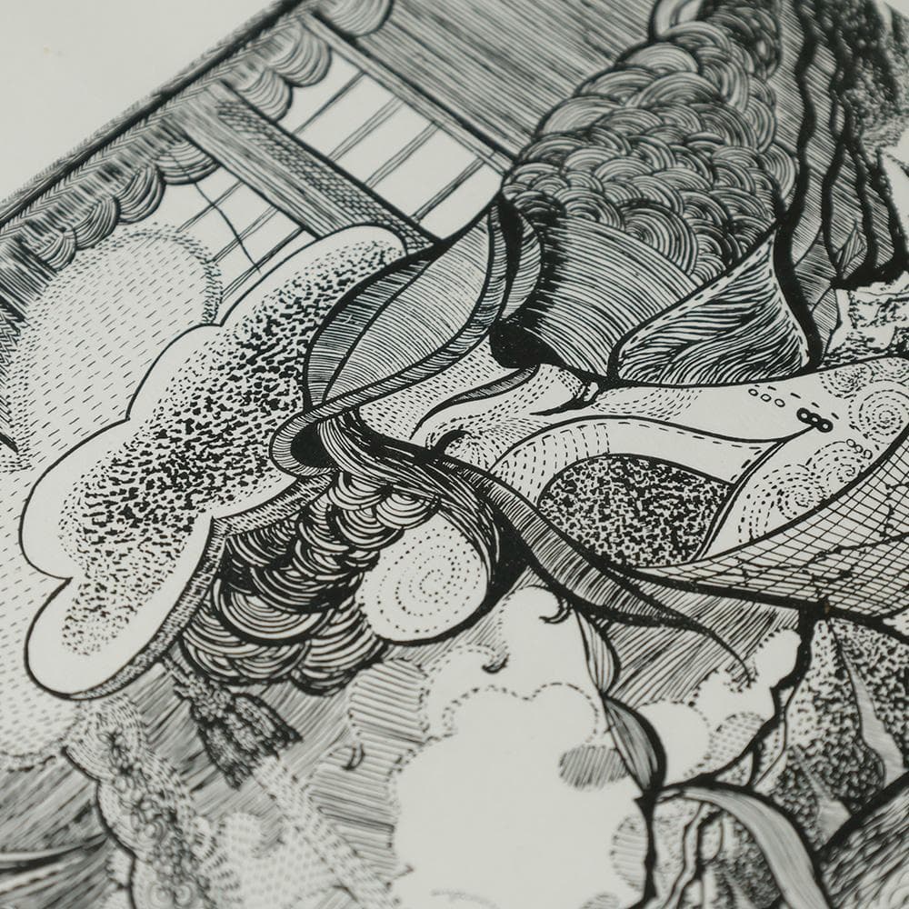 池上隆 直筆サイン 細密 鉛筆画 潮騒 額装 2号 共シール - メルカリ