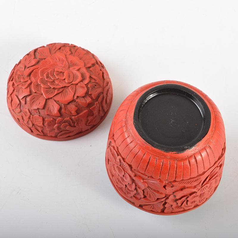 中国 堆朱 牡丹文 茶器 蓋物 棗 V 6434 - メルカリ