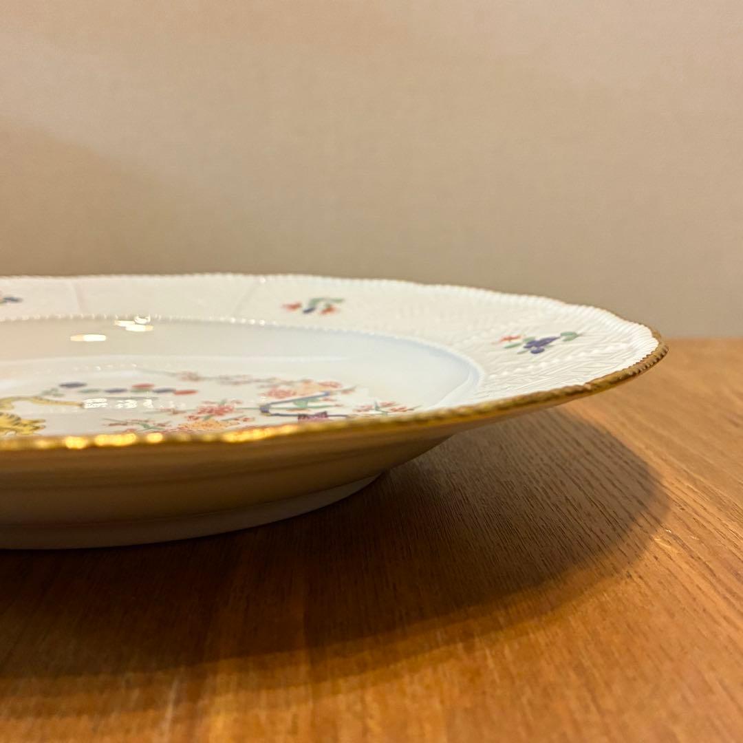 Meissen】シノワズリ 柿右衛門様式 竹虎 黄獅子 22cm丸皿プレート