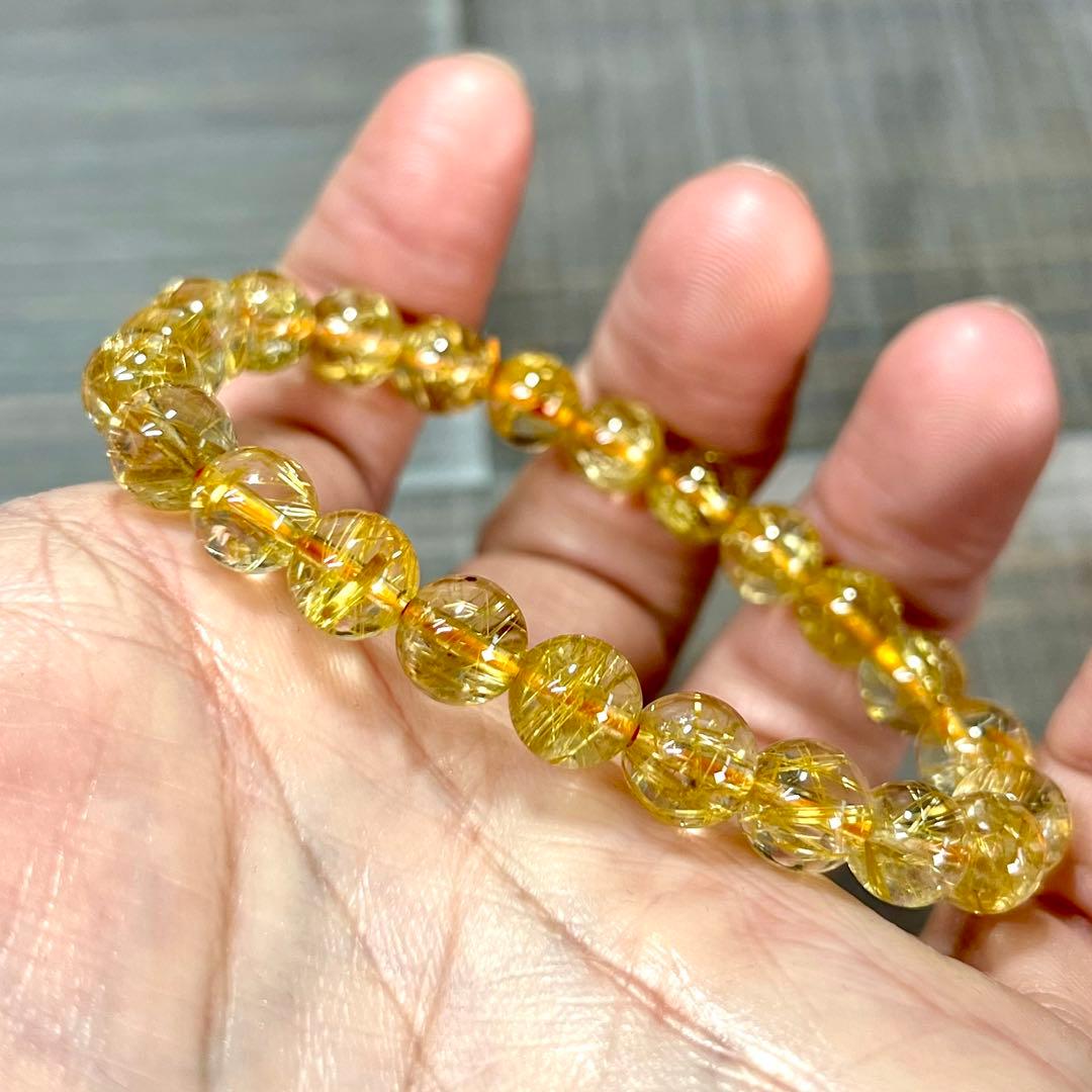 最高級 ゴールドルチルブレスレット ギラギラ感美しい ルチルクォーツ