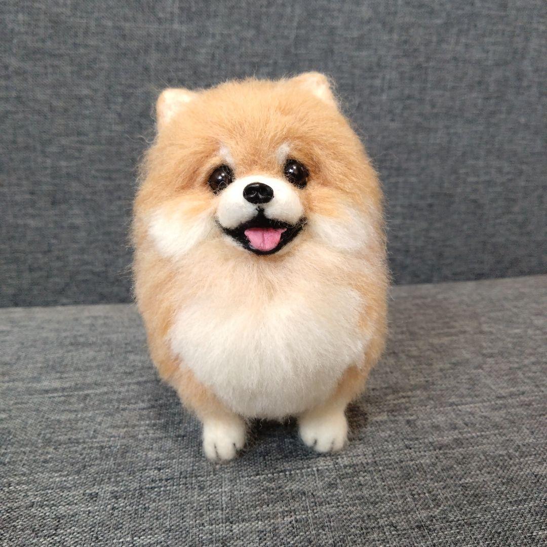 羊毛フェルト ポメラニアン 犬 ハンドメイド 置物 - メルカリ