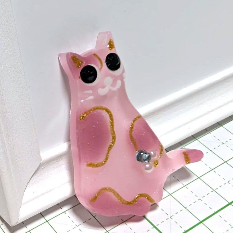 ニッキー様 1.5 猫 レジンヘアゴム ダスティピンク 秋