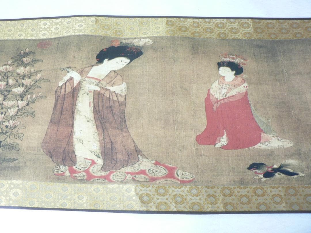 仕女図 人物画 巻軸 280×38センチ・送料込！