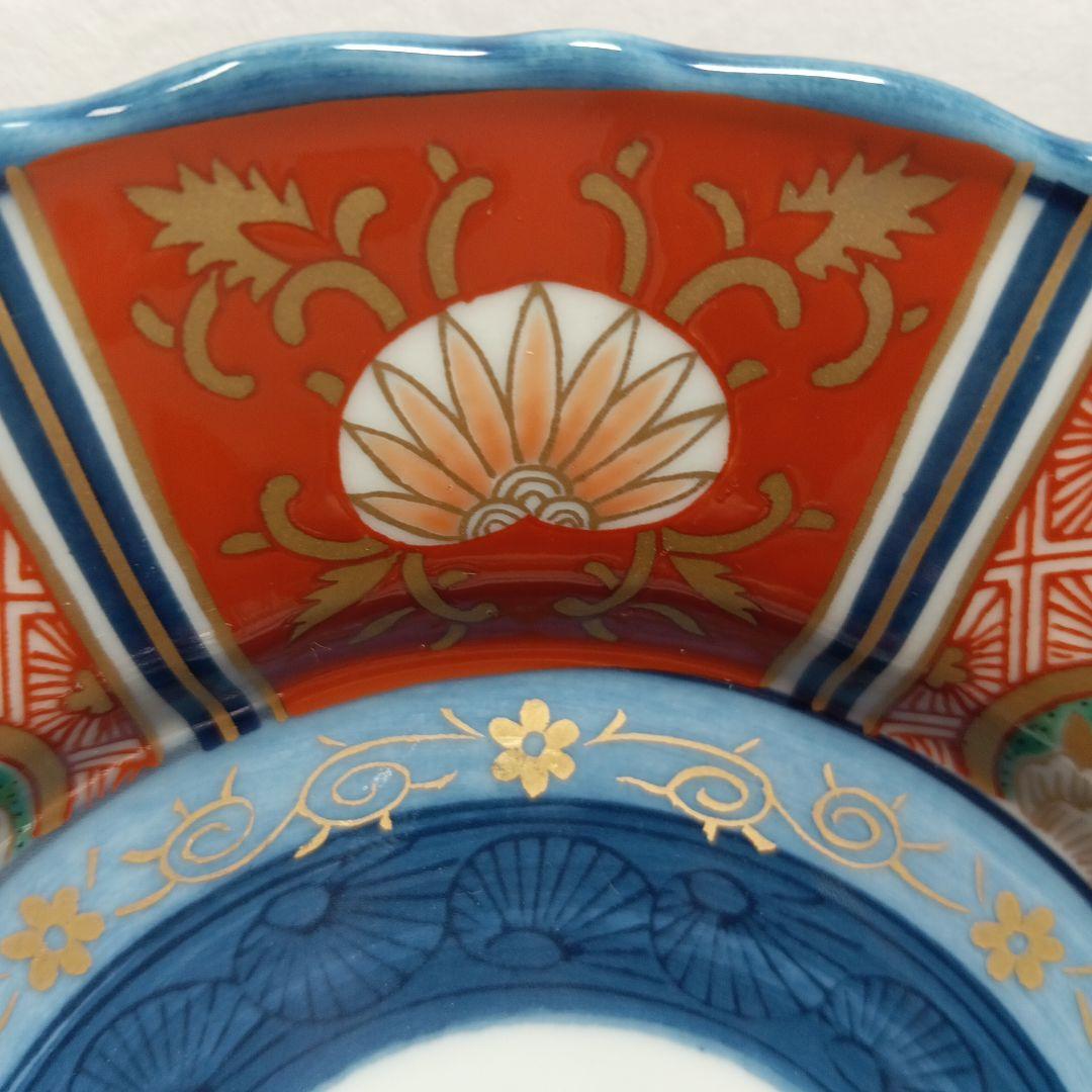 美品】有田焼 林九郎 染錦八方地紋 浅小鉢 古伊万里様式 豪華絢爛 5枚