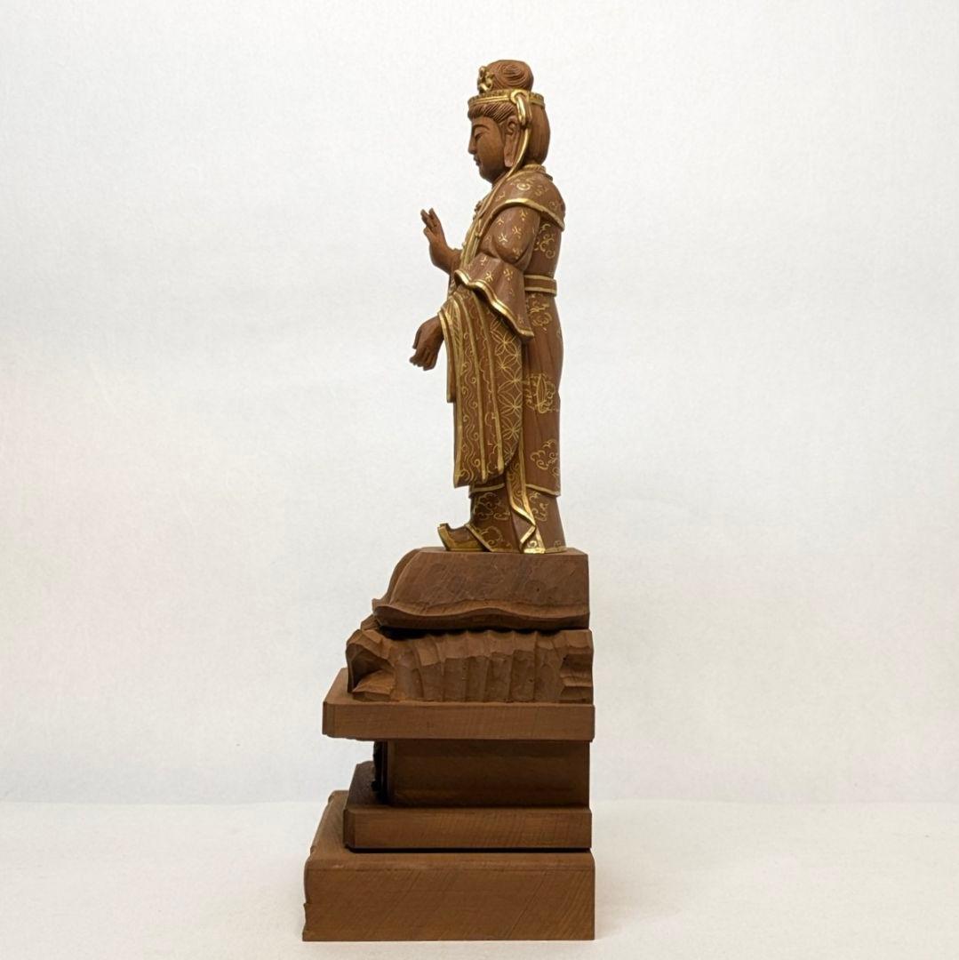 【ゲリラセール・新品】 帝釈天　金泥　紅檀　総高さ約27.5㎝　インドラ　帝釈