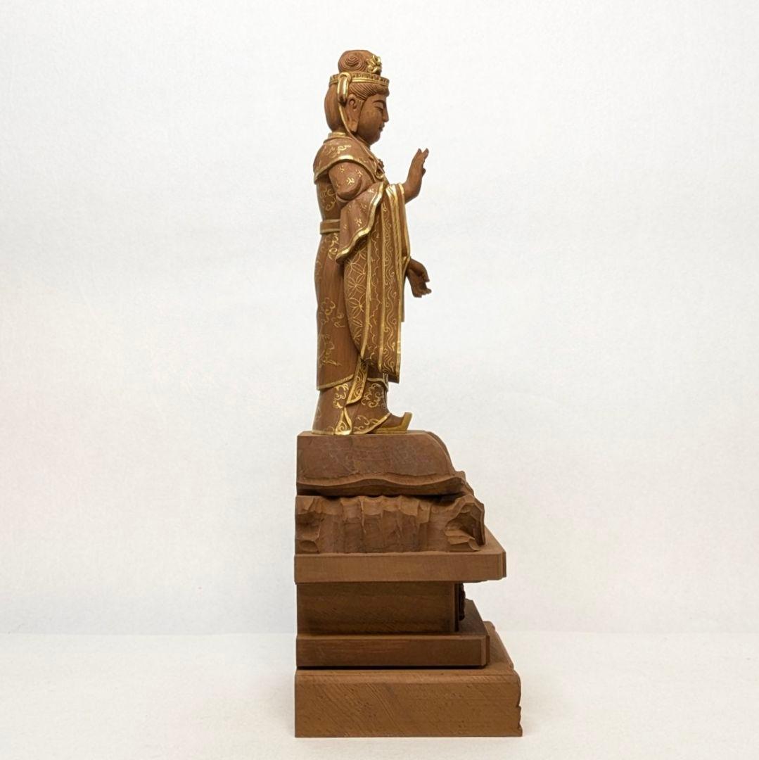 【ゲリラセール・新品】 帝釈天　金泥　紅檀　総高さ約27.5㎝　インドラ　帝釈